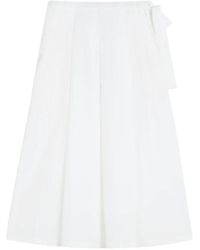 Weekend by Maxmara - Weiße Baumwoll-Midi-Rock Mit Plissiertem Design - Lyst