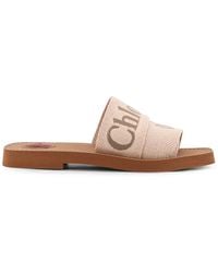 Chloé - Woody Logo Slip On Sandals, Brand Size 35 Us - Lyst