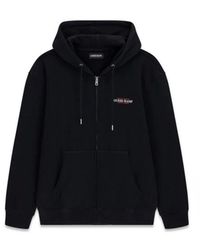 Guess - Hoodies & Sweatvesten ,Zwart ,Katoen Zip-Through Hoodie - Lyst