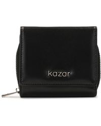 Kazar - Accessoires ,Zwart ,Leer Compact Leren Portemonnee Met Sluiting - Lyst