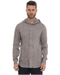 Kiton - Overhemden ,Grijs ,Linnen Hooded Shirt - Lyst