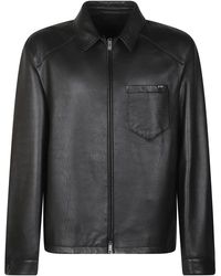Prada - Jassen ,Zwart ,Leer Giubbotto - Lyst