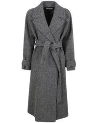 Weekend by Maxmara - Jassen ,Grijs ,Wol Visgraat Wol Dubbelzijdig Jas - Lyst