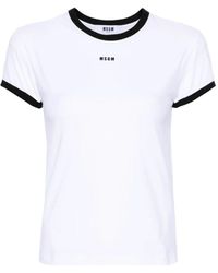 MSGM - Logo print crew neck t-shirts und polos - Lyst