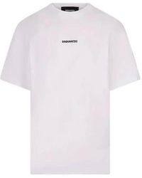 DSquared² - Tops ,Wit ,Katoen Cotton Crew-Neck T-Shirt - Lyst