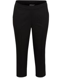 Kaffe - Broeken ,Zwart ,Zwarte Cropped Broek Straight-Leg Stijl - Lyst