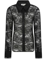Sportmax - Overhemden ,Zwart ,Dentice Lace Shirt - Lyst