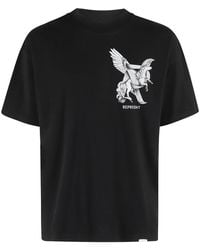 Represent - Tops ,Zwart ,Katoen Elegance Motion T-Shirt Zwart Contrast Print - Lyst