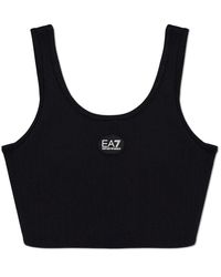 EA7 - Tops ,Zwart ,Short Logo Top - Lyst