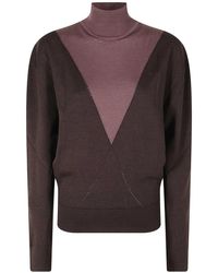 Rabanne - Truien & Vesten ,Bruin ,Wol Tweekleurige Gebreide Trui - Lyst
