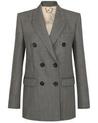 Elisabetta Franchi - Jassen ,Grijs ,Wol Wollen Jas - Lyst