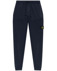 Stone Island - Broeken ,Blauw ,Katoen Trainingsbroeken Met Logo - Lyst