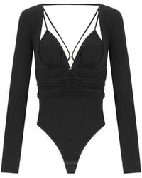 Elisabetta Franchi - Crêpe Jersey Bodysuit Mit Drapierung - Lyst