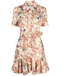 Zimmermann - Vestido de lino floral con cierre de botones - Lyst