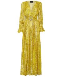 Philipp Plein - Kleedjes ,Geel ,Chiffon Lange Jurk - Lyst