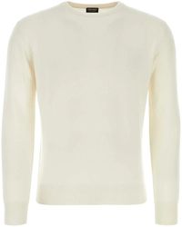 Zegna - Ivory cashmere pullover, gemütlich und stilvoll - Lyst