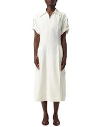 Bottega Veneta - Stijlvolle Midi Jurk Met Korte Mouwen - Lyst