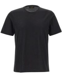 Gran Sasso - Tops ,Zwart ,Katoen T-Shirt Met Ronde Hals - Lyst