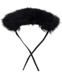 Marni - Accessoires ,Zwart ,Leer Lammy Bontkraag - Lyst