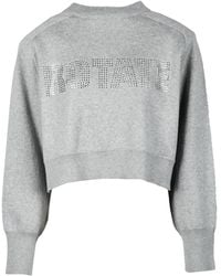 ROTATE BIRGER CHRISTENSEN - Rotate Cropped Sweater With Rhinestone-studded Logo - Lyst