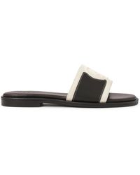Kazar - Flache Flip-Flops Aus Leder Und Stoff - Lyst