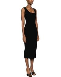 Emporio Armani - Kleedjes ,Zwart ,Midi Jurk Van Ribgebreid Materiaal Zonder Mouwen - Lyst