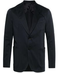 Lardini - Marineblauwe Stretch-Katoenen Single-Breasted Blazer - Lyst