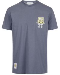 Iceberg - Dunkelgraues T-Shirt Mit Regulärer Passform Mit Spongebob-Patch Und Logoaufkleber - Lyst