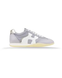 Hogan - Schoenen ,Grijs ,Suède Leren Vetersneakers Met Logopatch - Lyst