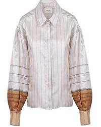 Alysi - Overhemden ,Veelkleurig ,Gestreept Zijden Shirt - Lyst