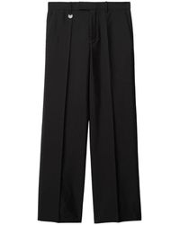 Burberry - Broeken ,Zwart ,Wol Wolmix Pantalon Met Wijde Pijpen - Lyst