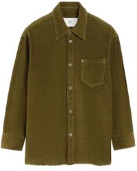 Ami Paris - Braunes Cordhemd Mit Knöpfen Und Logo - Lyst