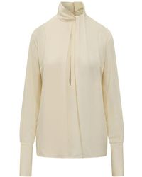 Tom Ford - Overhemden ,Washed Silk Georgette Blouse Met Lange Mouwen - Lyst