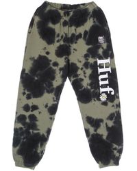 Huf - Broeken ,Groen ,Katoen Bloemen Fleece Trainingsbroeken Olijf - Lyst