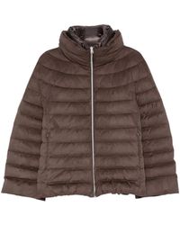 Herno - Jassen ,Bruin ,Leer Suede Look Jas - Lyst