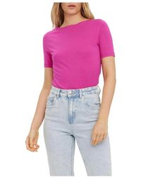 Vero Moda - Boot Neck Top Kurzärmelig Slim Fit - Lyst