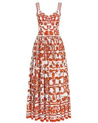 Dolce & Gabbana - Lange Jurk Met Majolica-Print - Lyst