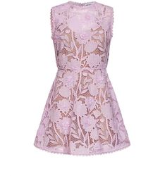Self-Portrait - Kleedjes ,Roze ,Leer Korte Jurk Met Festonrand - Lyst