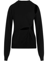 Sportmax - Truien & Vesten ,Zwart ,Holiday Cutout Zwarte Pullover Van Virgin Wool - Lyst