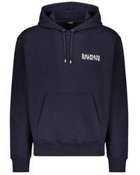 Balmain - Hoodies & Sweatvesten ,Blauw ,Katoen Hoodie - Lyst