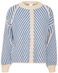 Kaffe - Truien & Vesten ,Blauw ,Gestreepte Gebreide Trui/Korenbloem - Lyst