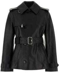 Burberry - Jassen ,Zwart ,Leer Zwart Leren Jas - Lyst