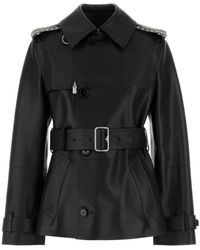 Burberry - Jassen ,Zwart ,Leer Zwart Leren Jas - Lyst