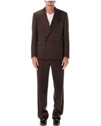 Lardini - Kostuums ,Bruin ,Wol Kostuumjas Dubbelzijdig Broek Bodem 23Cm - Lyst