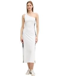 EA7 - Kleedjes ,Wit ,Katoen Logo Series Stretch Jersey Jurk - Lyst