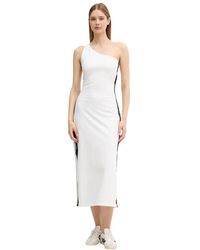 EA7 - Kleedjes ,Wit ,Katoen Logo Series Stretch Jersey Jurk - Lyst