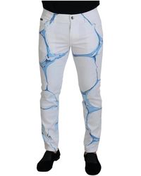 Dolce & Gabbana - Weiße blaue denim skinny fit jeans - Lyst