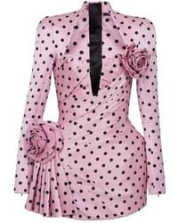 Balmain - Kurzes Kleid Mit Polka Dots-Print - Lyst