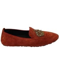 Dolce & Gabbana - Moccasins crystal crown slippers shoes - Lyst
