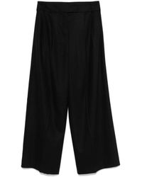 Max Mara - Wijde Hoge Taille Zwarte Broek - Lyst